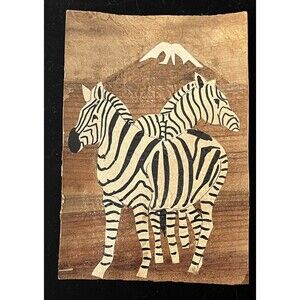 Mt Kilimanjaro Zebra‎ Banana Leaf Paper Painting Tanzania Africa Maasai Art 6x4”